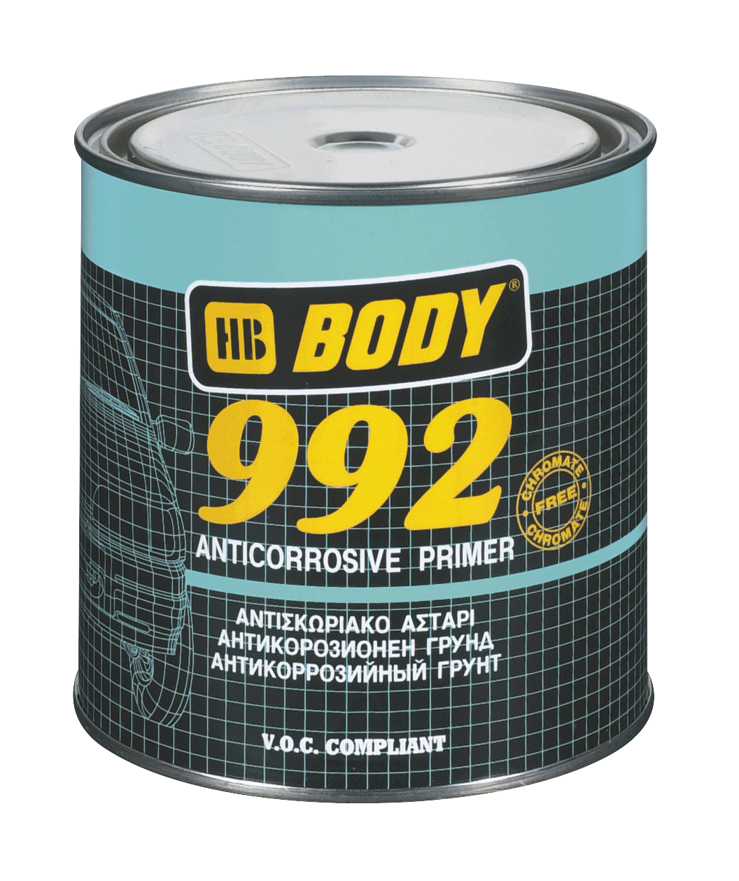 HB BODY Body 992 antikorózna farba Čierna,400ml