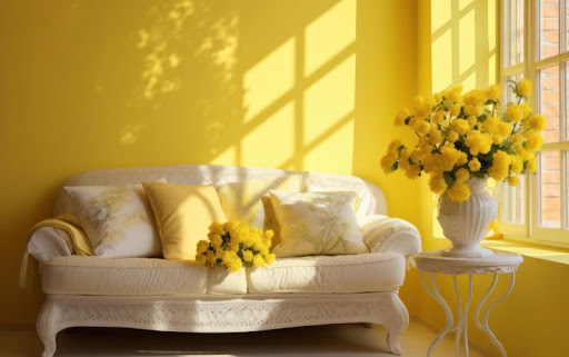 svetlý interiér so žltými stenami