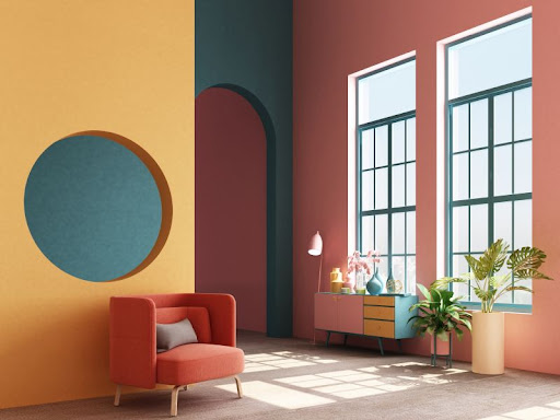 štýlový farebný interiér
