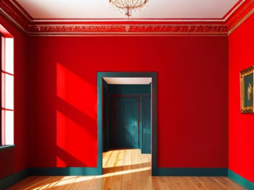prázdny interiér so stenami červenej farby