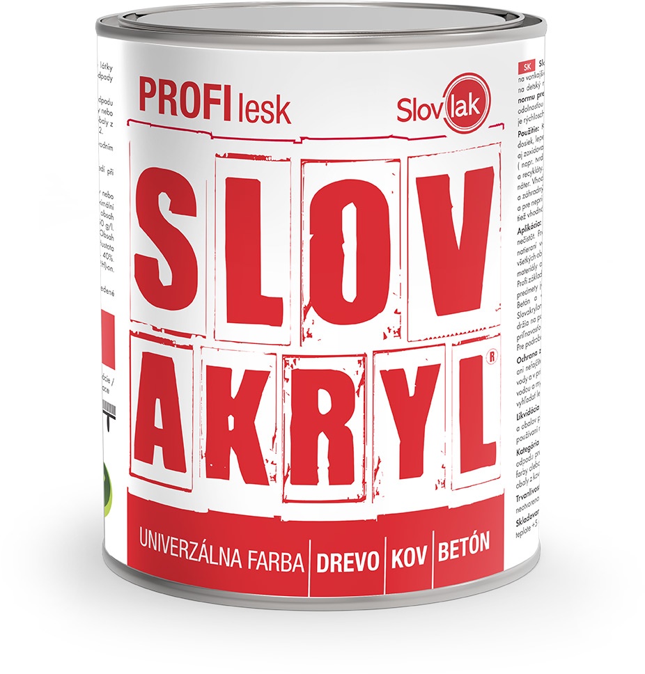 SLOVLAK Slovakryl PROFI lesk 1000 biely (RAL 9003),0.75kg