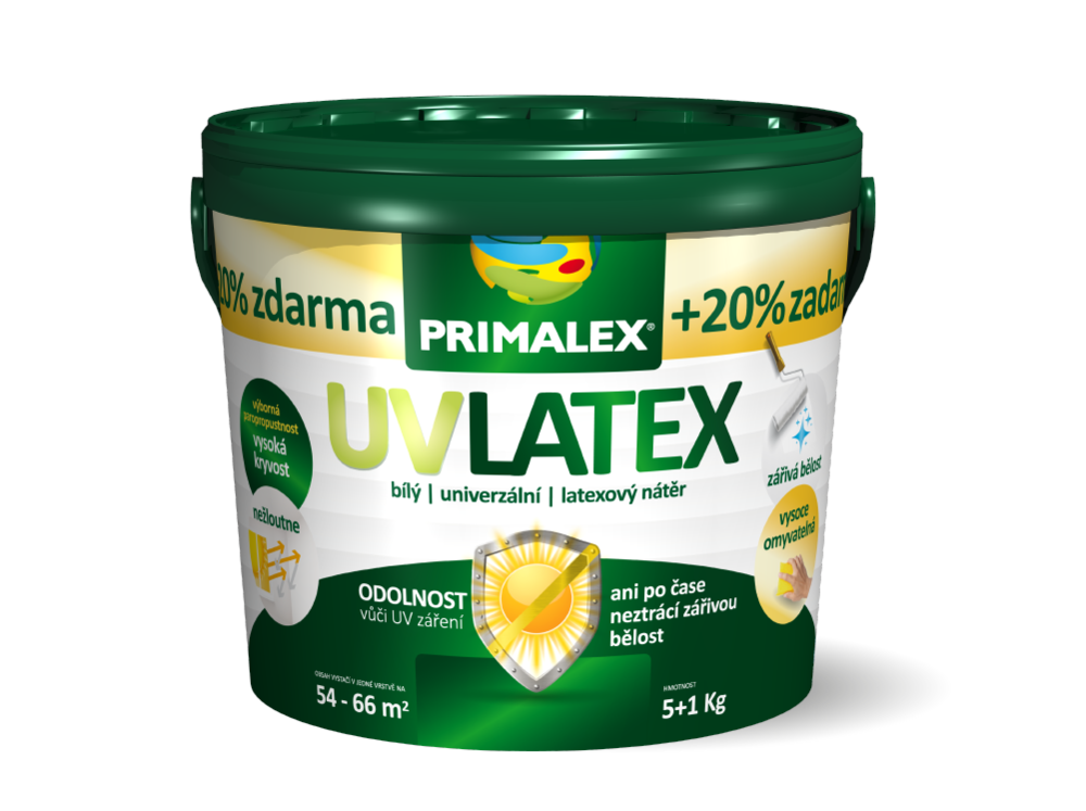 Primalex UV Latex  Interiérová farba biela,5+1kg