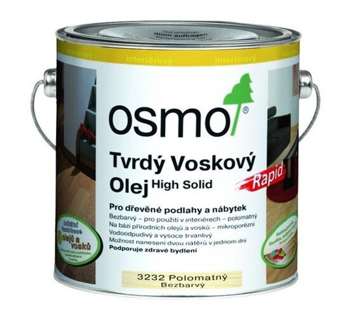 OSMO Tvrdý voskový olej Rapid 3232 Bezfarebný polomat.(hodvábny lesk),750ml